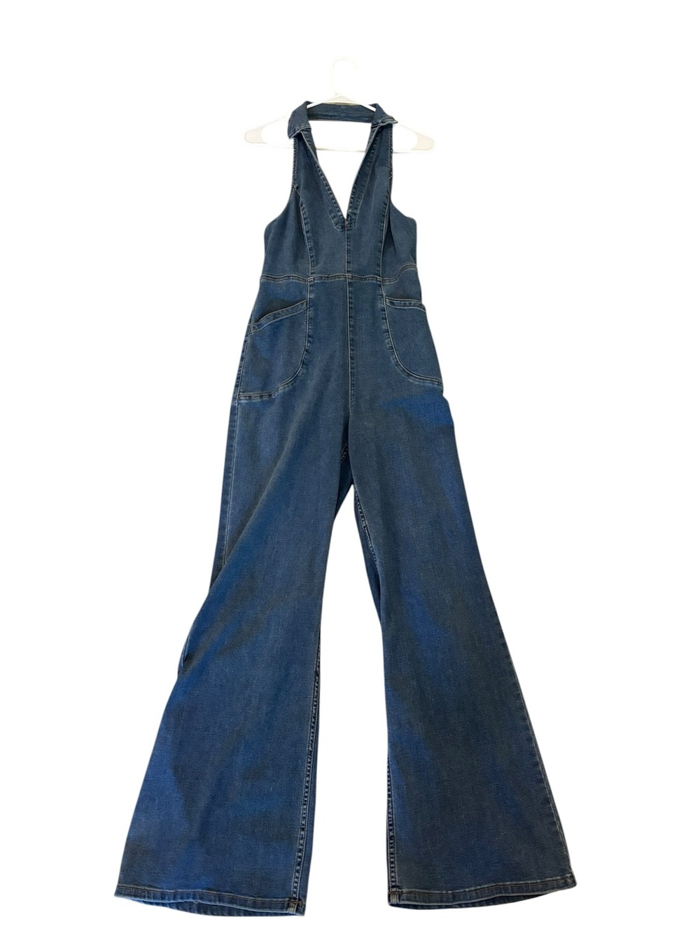 We The Free Dark Blue Denim Wide-Leg Women's Jumpsuit Overalls size M.